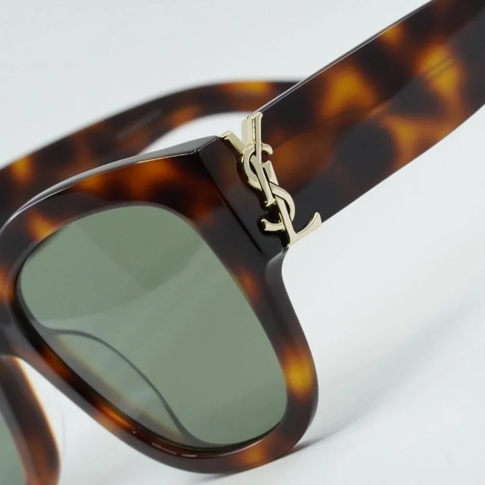 🕶️ New Saint Laurent SLM95/F 003 Sunglasses - Havana Frame, Green Lenses - Picture 5 of 12